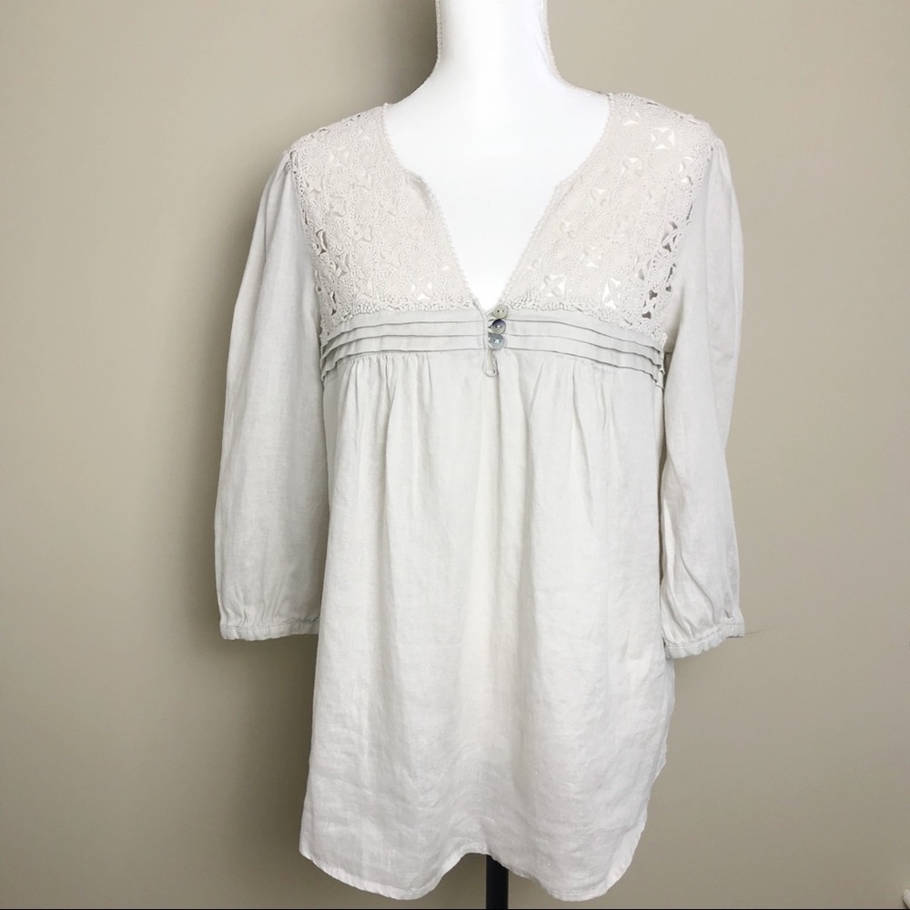 Malvin Hamburg Germany Crochet Linen Top